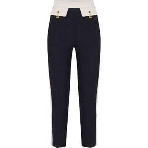 Elisabetta Franchi, Dames, Broeken, Zwart, Maat: M Poliester,