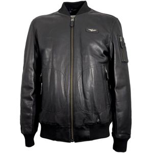Aeronautica Militare, Heren, Jassen, Zwart, Maat: 3XL Leer,