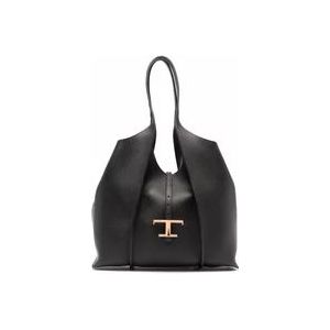 Tod's Medium T Timeless Shopping Bag , Black , Dames , Maat: ONE Size