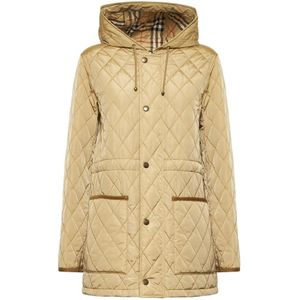 Burberry Lichtgewicht Gewatteerde Beige Jas , Beige , Dames , Maat: S