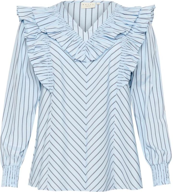 Kaffe Curve - Kcjerria Blouse - Blauw - Dames - Lange Pofmouwen