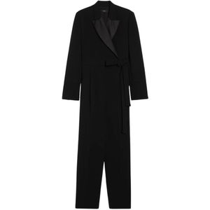 Weekend Max Mara, Dames, Jumpsuits & Playsuits, Zwart, Maat: XS Satijn,