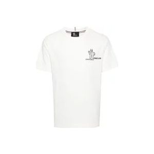 Moncler Jersey Crew Neck Logo Detail T-shirt , White , Heren , Maat: S