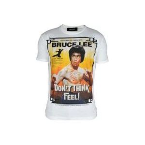 Dsquared2 Bruce Lee Wit T-shirt , White , Heren , Maat: S