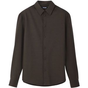 Jacquemus, Heren, Overhemden, Bruin, Maat: XL Wol,