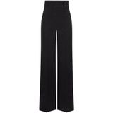 Nicowa - Coreana Twill - Broek - Zwart - Hoge Taille, Lange Pijpen