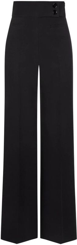 Nicowa - Coreana Twill - Broek - Zwart - Hoge Taille, Lange Pijpen