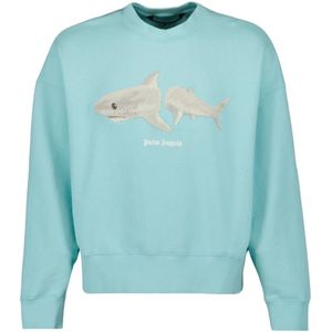 Palm Angels, Heren, Sweatshirts & Hoodies, Blauw, Maat: XL Wol,