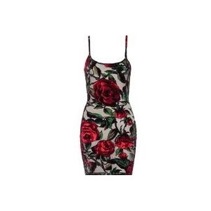 Balmain Velvet jurk met rozenprint , Red , Dames , Maat: L