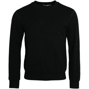 Dolce & Gabbana - Crew Neck Sweatshirt - Zwart - Long Sleeve - Embossed Logo