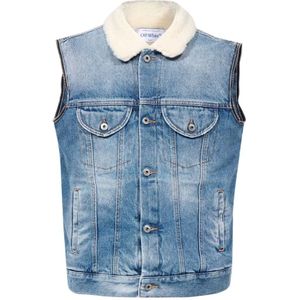 Off White, Dames, Jassen, Blauw, Maat: XS Denim,