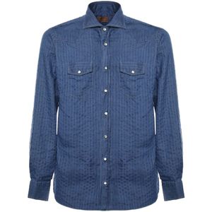 Borriello Napoli, Heren, Overhemden, Blauw, Maat: XL Denim,