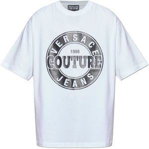Versace Jeans Couture, Heren, Tops, Wit, Maat: XL Katoen,