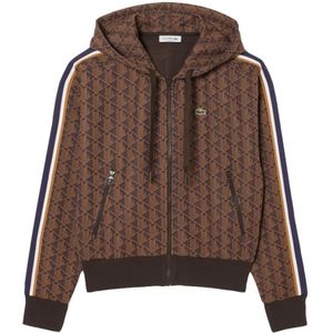 Lacoste - Hoodie met Jacquard-monogram - Bruin - Dames