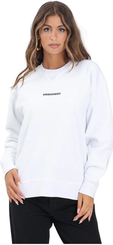 Dsquared2 - Crewneck Sweater - Wit - Dames - Katoen - Minimalistische Stijl