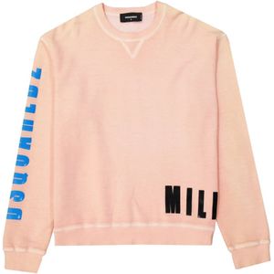 Dsquared2, Heren, Sweatshirts & Hoodies, Roze, Maat: S Katoen,