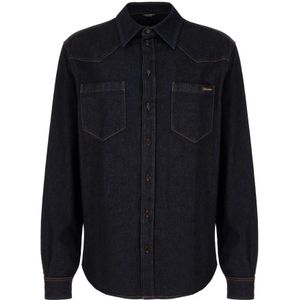 Dolce & Gabbana, Heren, Overhemden, Blauw, Maat: XL Katoen,