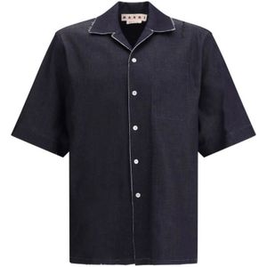 Marni, Heren, Overhemden, Zwart, Maat: L Denim,