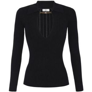 Elisabetta Franchi, Dames, Tops, Zwart, Maat: S