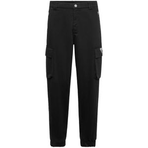 Philipp Plein, Heren, Broeken, Zwart, Maat: W32 Leer,