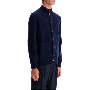 Brunello Cucinelli, Heren, Truien, Blauw, Maat: M Zijde,