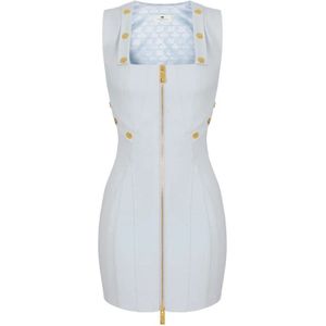 Elisabetta Franchi, Dames, Jurken, Blauw, Maat: S Katoen,