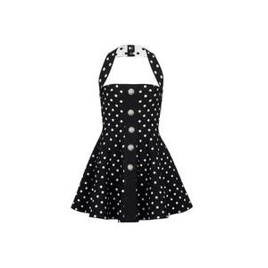 Balmain Halternek jurk in een polka-dot jacquard gebreid , Black , Dames , Maat: M