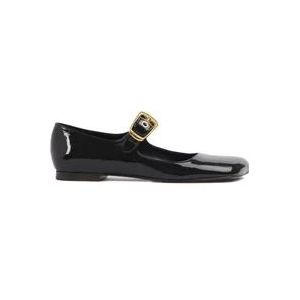 Chloé Zwarte platte schoenen met oversized gouden gesp , Black , Dames , Maat: 36 EU