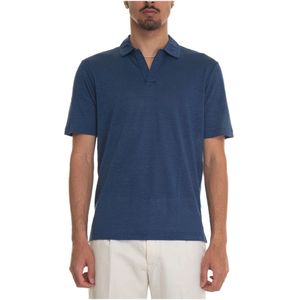 Gran Sasso, Heren, Tops, Blauw, Maat: M Linnen,