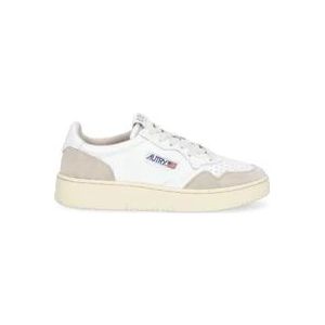 Autry Witte Leren Sneakers met Geborduurd Logo , White , Dames , Maat: 35 EU