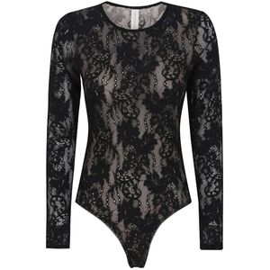 Zimmermann - Bodystocking - Zwart - Kanten Body - Lange Mouwen