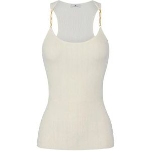 Elisabetta Franchi, Dames, Tops, Beige, Maat: M Zijde,