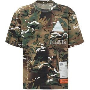Heron Preston - Camouflage T-shirt - Groen - Katoen - Ronde hals - Korte mouwen