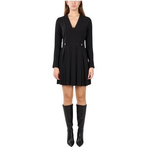 Twinset Mini jurk in crêpe met plooien , Black , Dames , Maat: S