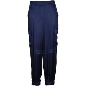Semicouture, Dames, Broeken, Blauw, Maat: S Satijn,