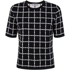 Elisabetta Franchi, Dames, Tops, Zwart, Maat: S