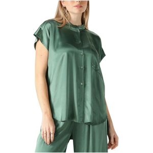 Greek Archaic Kori, Dames, Blouses & Shirts, Groen, Maat: XS Viscose,