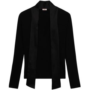 Oltre, Dames, Tops, Zwart, Maat: M Satijn,