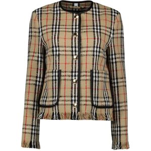 Burberry, Dames, Jassen, Beige, Maat: XS Wol,