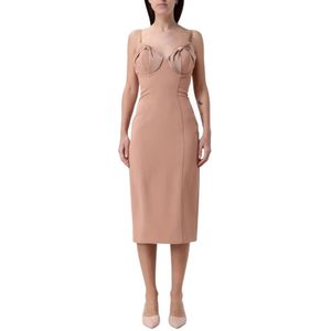 Elisabetta Franchi, Dames, Jurken, Roze, Maat: XL Satijn,