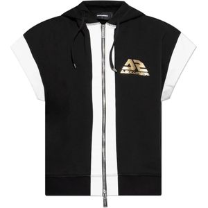 Dsquared2, Heren, Sweatshirts & Hoodies, Zwart, Maat: L Katoen,