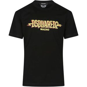 Dsquared2, Heren, Tops, Zwart, Maat: L