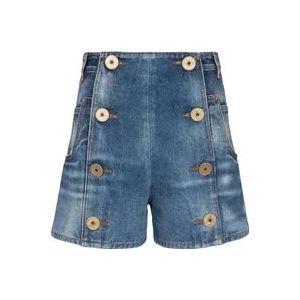 Balmain Denim shorts with buttons , Blue , Dames , Maat: M