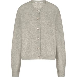 Summum Woman - Cardigan - Grijs - Wol-Elastan Blend - Gebreide Constructie