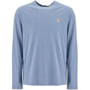 Maison Kitsuné, Heren, Tops, Blauw, Maat: M Katoen,