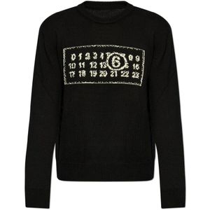 MM6 Maison Margiela, Heren, Truien, Zwart, Maat: M Wol,