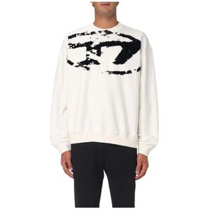 Diesel, Heren, Sweatshirts & Hoodies, Wit, Maat: S
