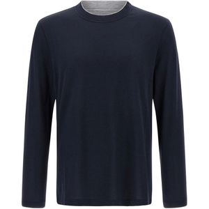 Brunello Cucinelli, Heren, Tops, Blauw, Maat: S Katoen,