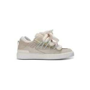 Balmain B-Court Puffy Skate sneakers van kalfsleer en suède , Gray , Heren , Maat: 44 EU