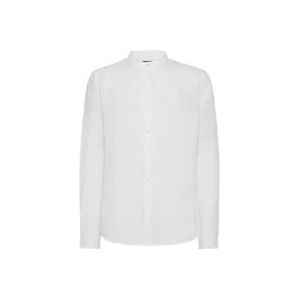 Peuterey Witte Mandarin Kraag Shirt , White , Heren , Maat: S